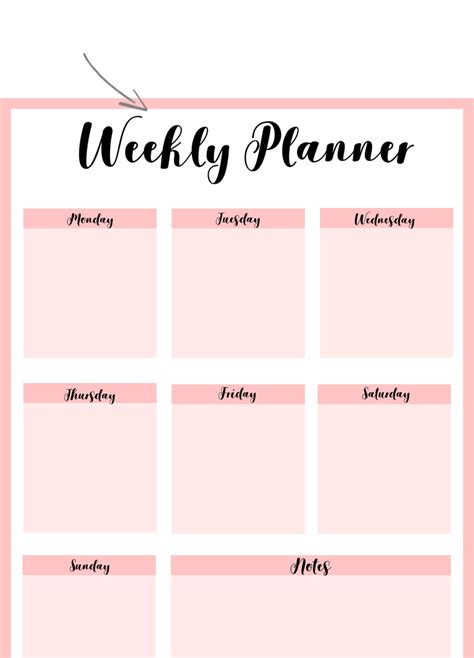 Free Printable Weekly Planner Template Printable Templates