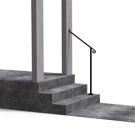 Handrail,3 step handrail adjustable fits 1 or 3 steps mattle wrought iron handrail stair rail with installation kit hand rails for outdoor steps,black. 2 Step Hand Railing - Amazon Com Cmmc U Shaped Wrought Iron Handrail For Stair Professional 1 ...