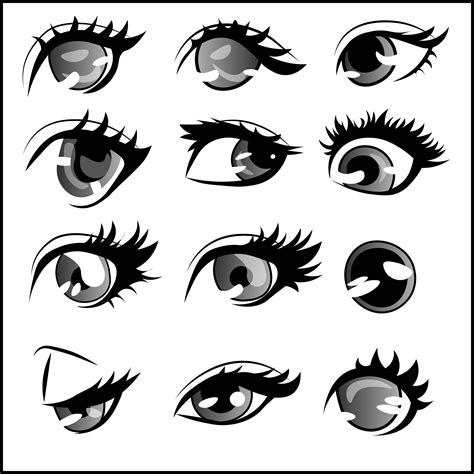 Different Styles And Shapes Of Anime Eyes Element Pack 931829 Vector
