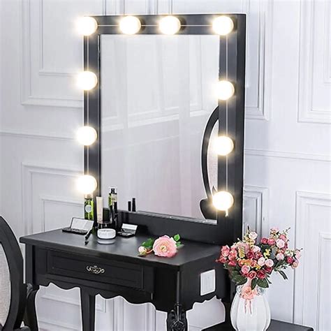 Makeup Mirror Led Lights 10 Hollywood Vanity Light Bulbs For Dressing Table With Dimmer And Plug