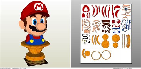 Papercraft Pdo File Template For Super Mario Mario Bust Pepakura
