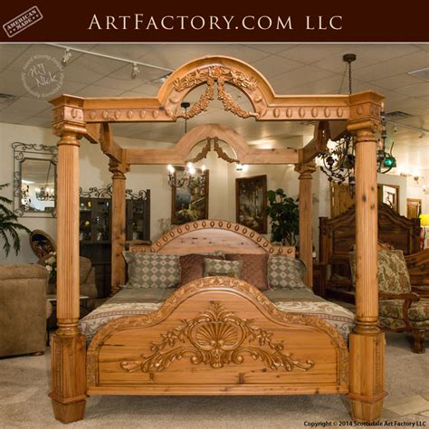 Custom Carved Canopy Bed Wood Reliefs By One Master Carvers Hands