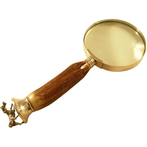 Stunning Vintage Magnifying Glass with Antler Handle, Figural Base and ...