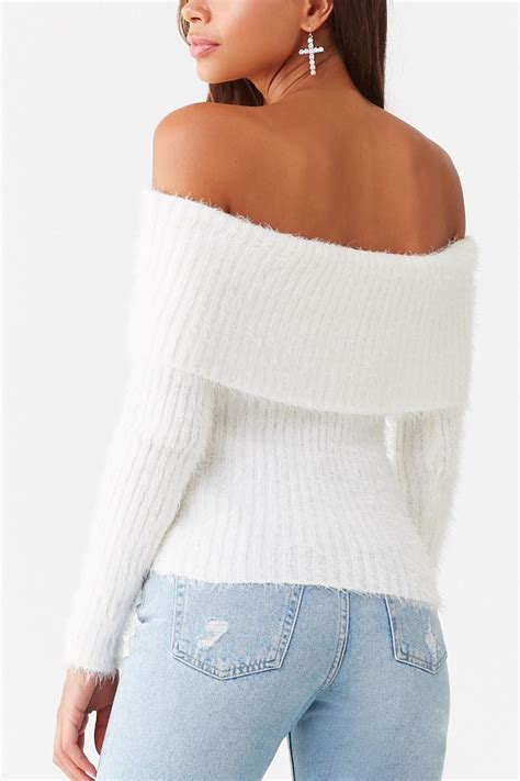 Fuzzy Off The Shoulder Sweater Forever 21 Shoulder Sweater Ribbed