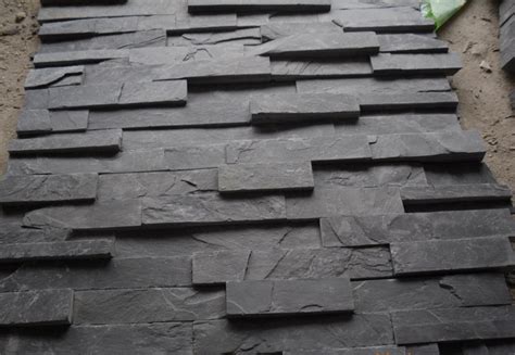 Black Slate Roofing Tiles Culture Stoneveneers Split Face Slate Wall