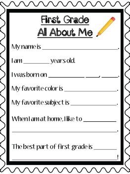 It will help children describe themselves while practicing drawing, coloring and writing. First Grade All About Me by Teacher Spot's Teacher ...