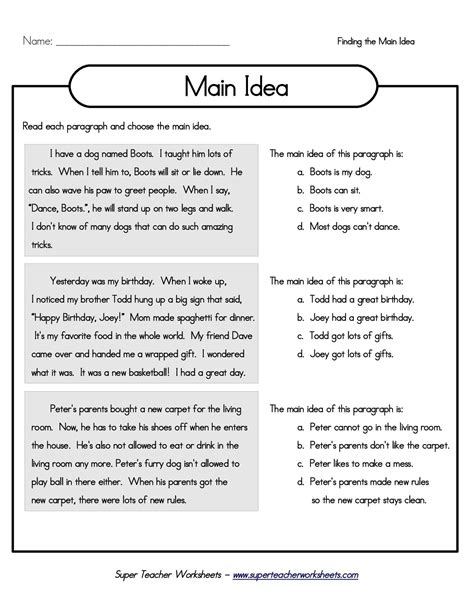 10 Ideal 3rd Grade Main Idea Worksheets 2024