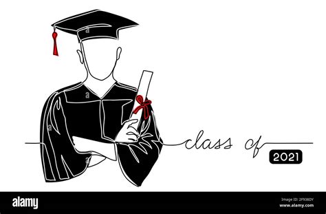 Graduating Student With Cap Black Gown Holding Diploma Simple Vector