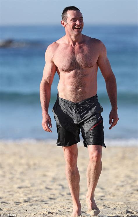 Hugh Jackman Shows Off His Ripped Physique On Bondi Beach Daily Mail
