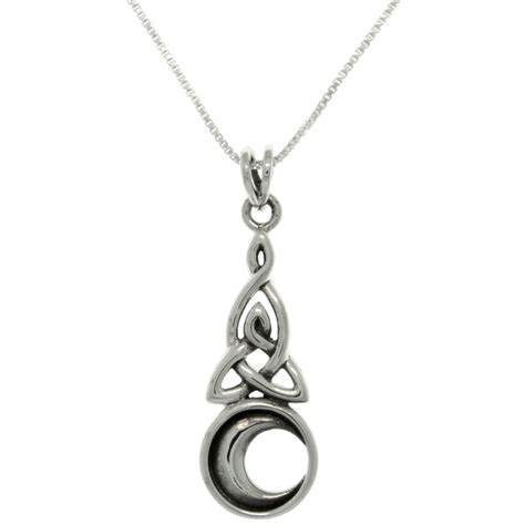 Shop Sterling Silver Celtic Triquetra Moon Necklace Free Shipping On