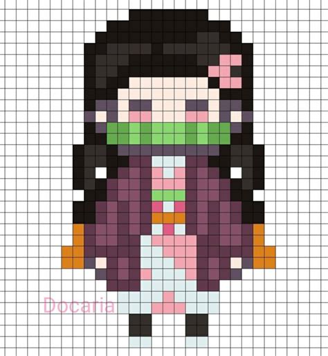 Nezuko Artist Docaria Anime Pixel Art Pixel Art Grid Pixel Art