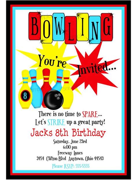 Bowling Invitations Boys Bowling Birthday Party Invitations Etsy
