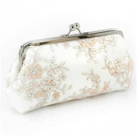 Blush Champagne Floral Lace On An Ivory Makes A Gorgeous Bridal Clutch
