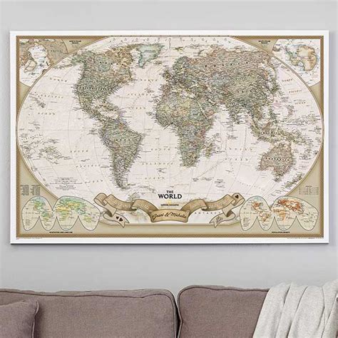 Romantic Travels 28x48 Personalized World Map Personalized Canvas