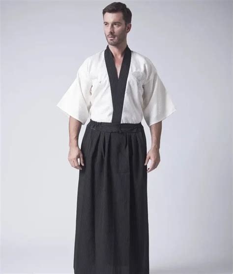 Black Vintage Japanese Men Kimono Haori Traditional Male Warrior Yukata