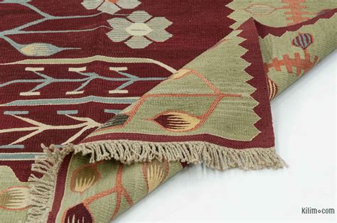 K0020798 Red Green New Handwoven Turkish Kilim Rug 4 X 511 48 In
