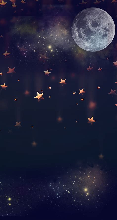 Free Download Moon Falling Stars Good Backgrounds In 2019 Iphone Wallpaper 744x1392 For Your