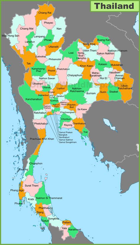 Map Of Thailand With Provinces And Cities Map Of West