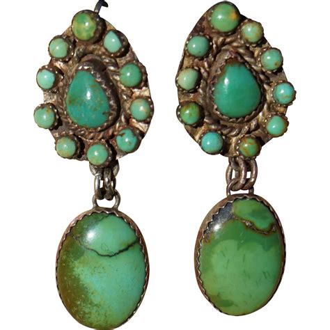 Vintage Green Turquoise Earrings Found At Rubylane Com