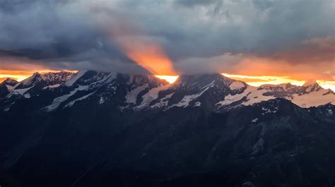 Sunrise Behind The Mischabel Mountains Swiss Alps 1680x941 Oc R