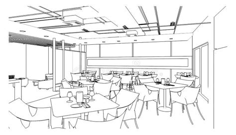 Line Drawing Of Restaurantmodern Design Stock Illustration