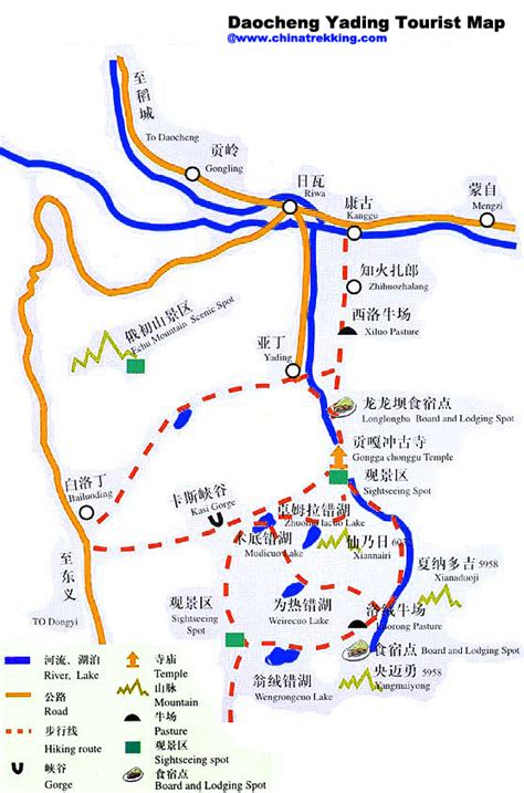 Daocheng Yading Trekking Mapsichuan China Trekking Guide Route Map