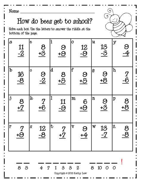 Solve The Riddle Math Worksheets