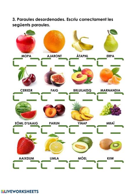 Fruites I Verdures Ficha Interactiva Tercero De Primaria Fichas