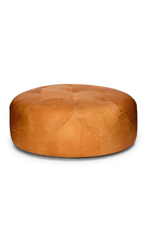 Houzz mpw plaza moroccan pouf ottoman leather, light tan, stuffed $334. Timpani Charme Tan Ottoman | Round leather ottoman ...