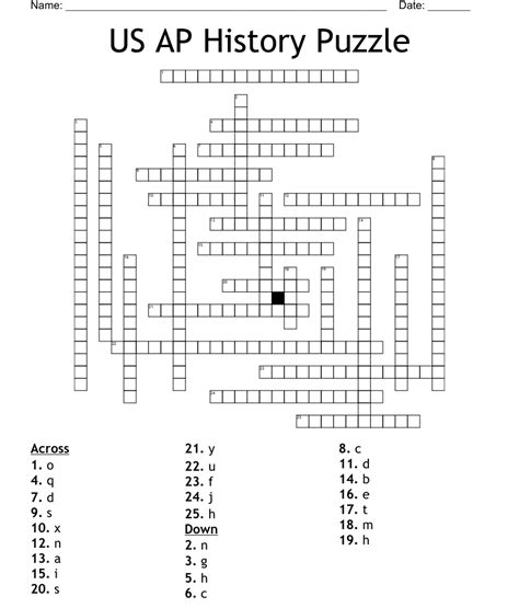 Us Ap History Puzzle Crossword Wordmint
