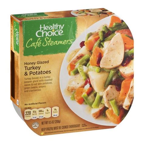 Vegetables, chicken and pasta are transformed from frozen to a fresh healthy choice cafe steamers entree by clouds of steam. Healthy Choice Cafe Steamers Honey Glazed Turkey ...