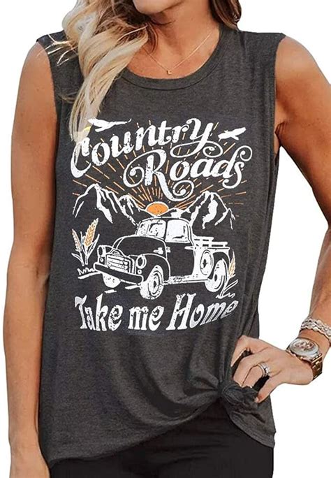 Women Country Shirt Country Roads Take Me Home Funny Country Music T