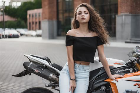 Brunette Girl With Bike K Wallpaper Hd Girls Wallpapers K Wallpapers Images Backgrounds Photos
