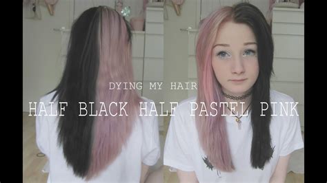 Dying My Hair Half Black Half Pastel Pink German Youtube