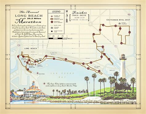 Personalized Long Beach Marathon Map Print Etsy Long Beach