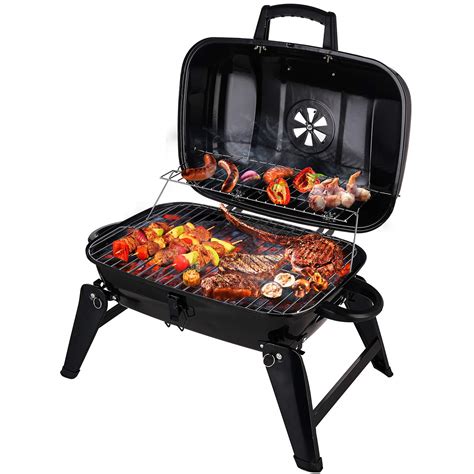 Outsunny Portable Folding Outdoor Tabletop BBQ Kettle Charcoal Grill
