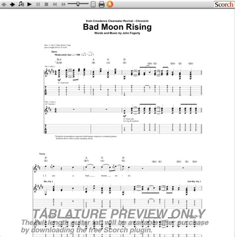 Ccr Bad Moon Rising Guitar Tab