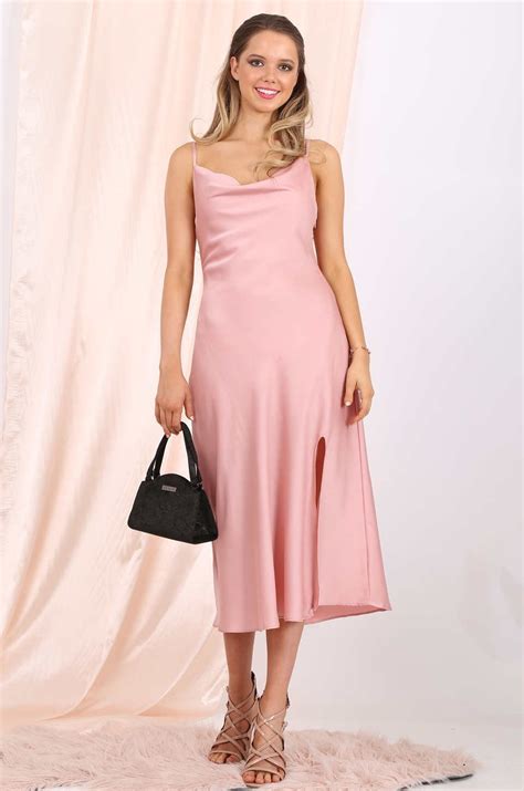 Juliette Satin Dress In Pink