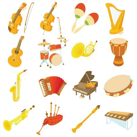 Musical Instruments Icons Set Cartoon Style 5315397 Vector Art At Vecteezy
