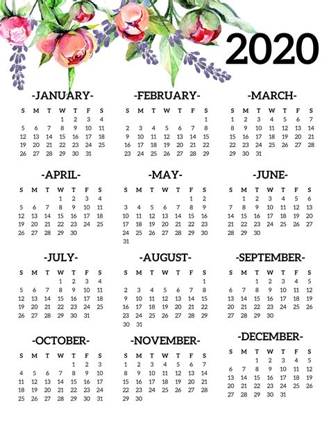Print Year Calendar One Page Calendar Printables Free Templates