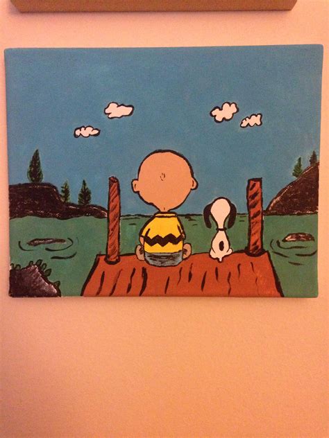 Charlie Brown And Snoopy Painted On Canvas Cute Canvas Paintings