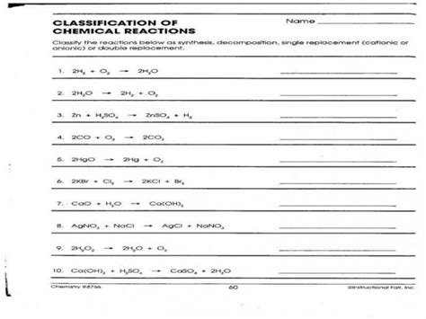 Types Of Chemical Reactions Worksheet Pogil Together With Determining