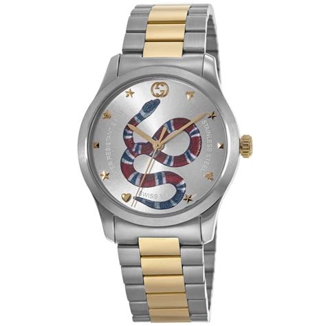 Gucci G Timeless Silver Dial Two Tone Womens Watch Ya1264075