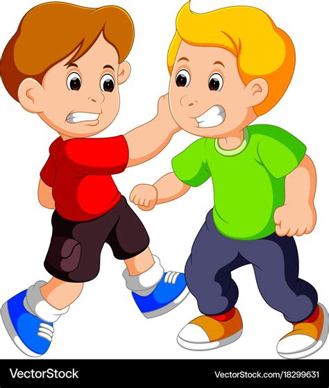 Two Young Boys Fighting Royalty Free Vector Image