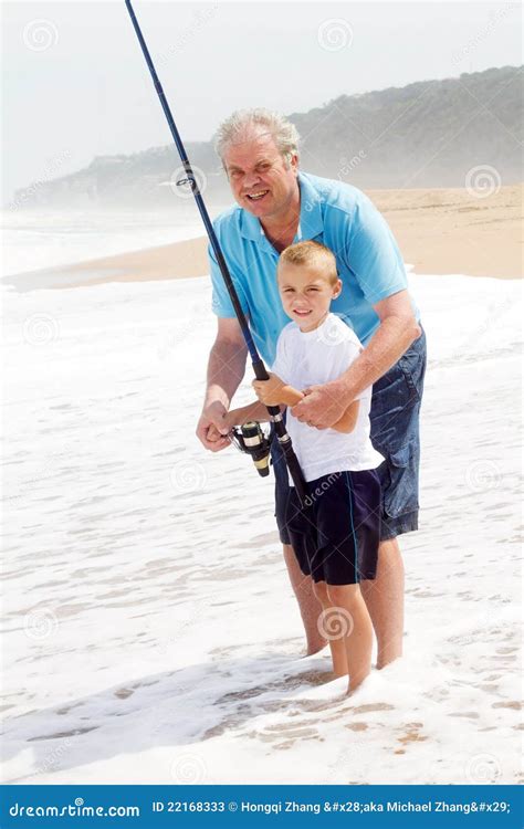 Grandpa Teaching Grandson Fishing Stock Image Image 22168333