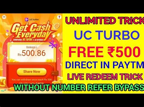 It is a fast, simple, data saving and secure web browser for android phone. Unlimited Trick !! UC TURBO App 500rs Free In Paytm !! Uc Turbo Unlimited Refer Bypass Trick ...