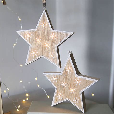 Wooden Star Light Hanging Decoration By Clem Co Hanging Decor Wooden Stars Star Decorations