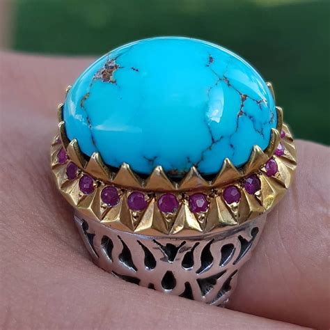 Natural Persian Turquoise Ring From Neyshabur Iran Persian Turquoise