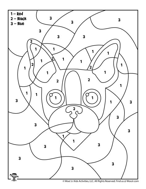 Valentine Color By Number Dog Printout For Kids Woo Jr Kids