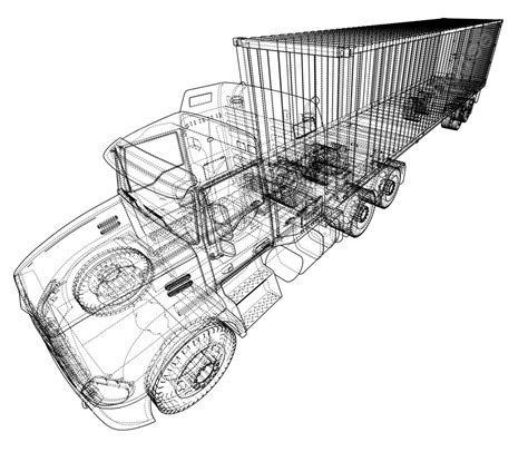 Truck With Semitrailer Vector Invisible Container Concept Vector